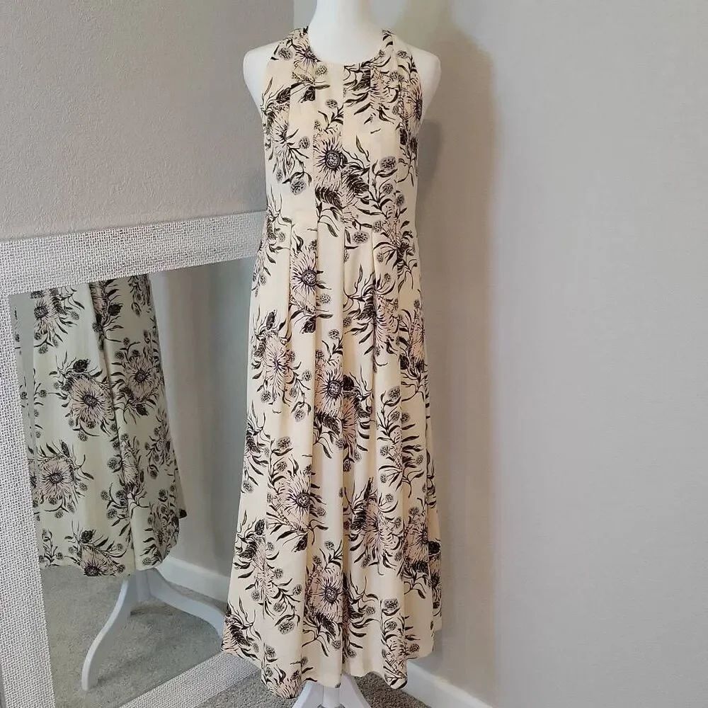 Madewell T-Back Midi Dress in Painted Blooms Size 0